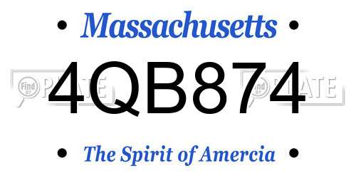 4QB874 Massachusetts License Plate