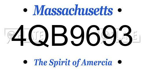 4QB9693 Massachusetts License Plate
