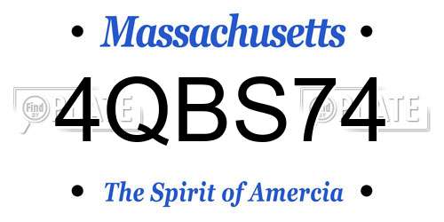 4QBS74 Massachusetts License Plate