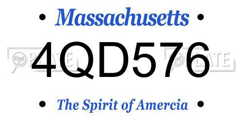 4QD576 Massachusetts License Plate