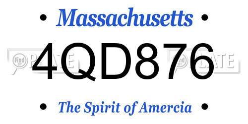 4QD876 Massachusetts License Plate