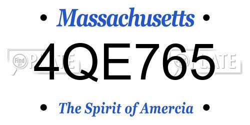 4QE765 Massachusetts License Plate