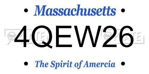4QEW26 Massachusetts License Plate