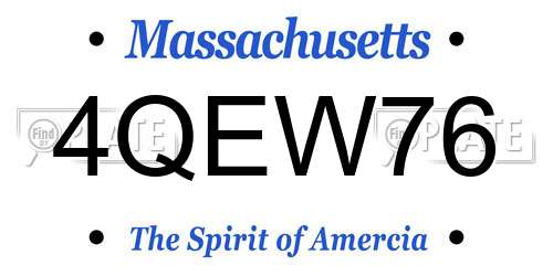 4QEW76 Massachusetts License Plate