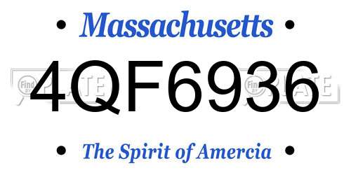 4QF6936 Massachusetts License Plate
