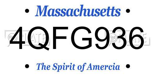 4QFG936 Massachusetts License Plate