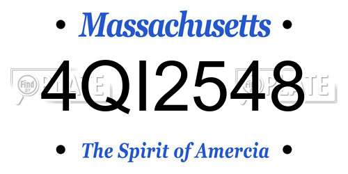 4QI2548 Massachusetts License Plate