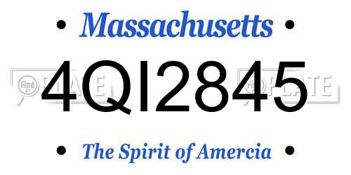 4QI2845 Massachusetts License Plate