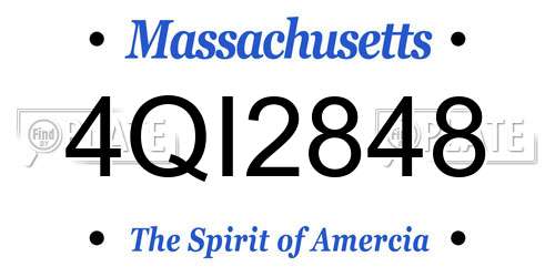 4QI2848 Massachusetts License Plate