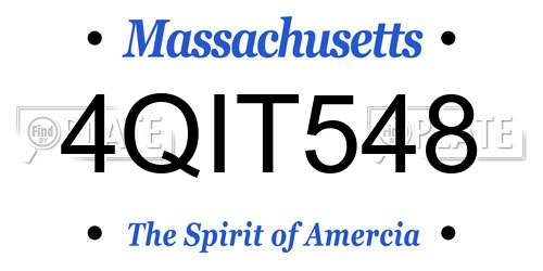 4QIT548 Massachusetts License Plate