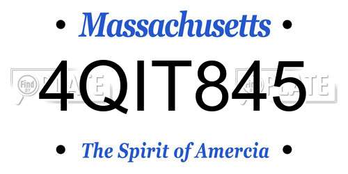 4QIT845 Massachusetts License Plate
