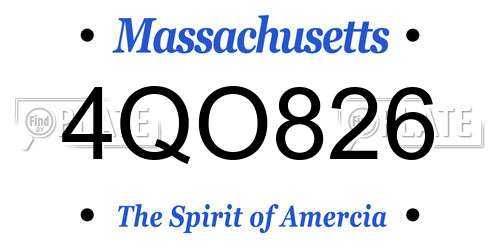 4QO826 Massachusetts License Plate