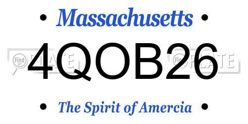 4QOB26 Massachusetts License Plate