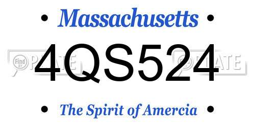 4QS524 Massachusetts License Plate