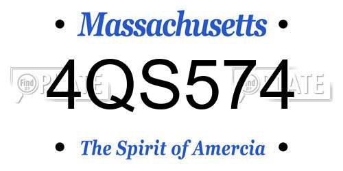 4QS574 Massachusetts License Plate