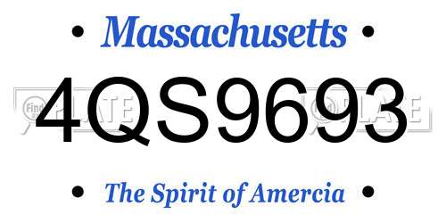 4QS9693 Massachusetts License Plate