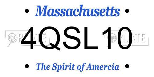 4QSL10 Massachusetts License Plate