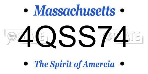 4QSS74 Massachusetts License Plate