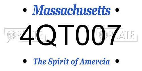 4QT007 Massachusetts License Plate
