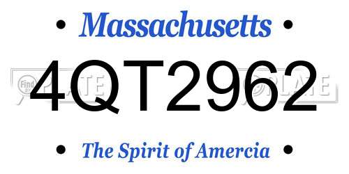 4QT2962 Massachusetts License Plate