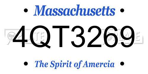 4QT3269 Massachusetts License Plate