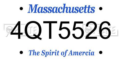 4QT5526 Massachusetts License Plate