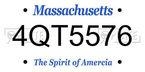 4QT5576 Massachusetts License Plate