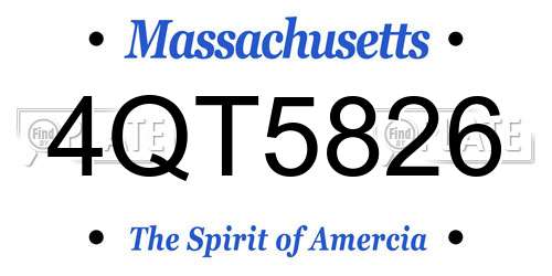 4QT5826 Massachusetts License Plate