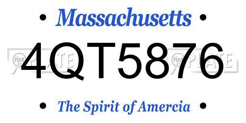 4QT5876 Massachusetts License Plate