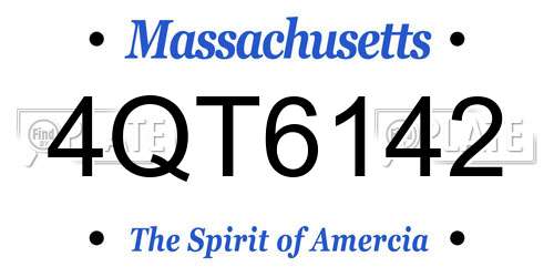 4QT6142 Massachusetts License Plate