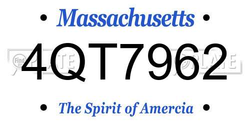 4QT7962 Massachusetts License Plate