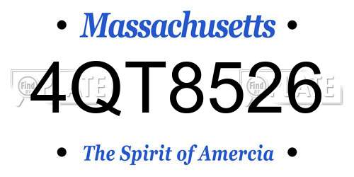 4QT8526 Massachusetts License Plate