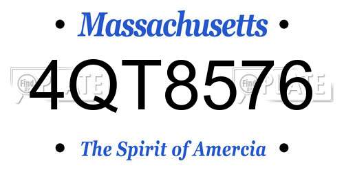 4QT8576 Massachusetts License Plate