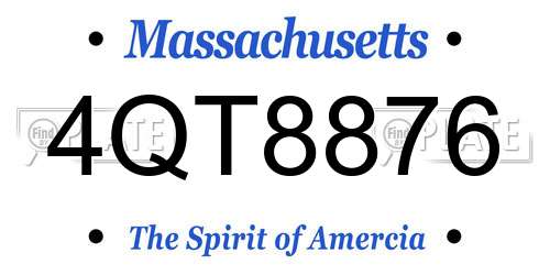 4QT8876 Massachusetts License Plate