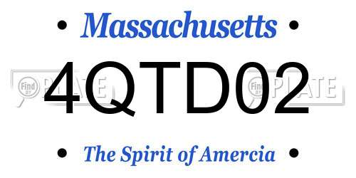 4QTD02 Massachusetts License Plate