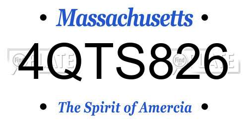 4QTS826 Massachusetts License Plate