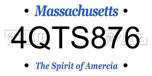 4QTS876 Massachusetts License Plate