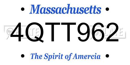 4QTT962 Massachusetts License Plate