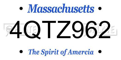 4QTZ962 Massachusetts License Plate