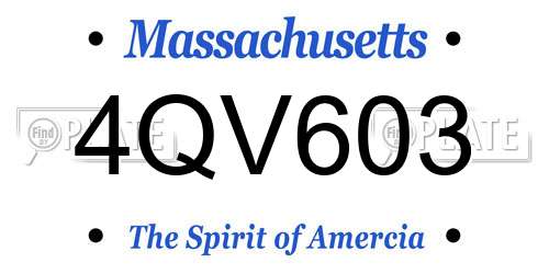4QV603 Massachusetts License Plate