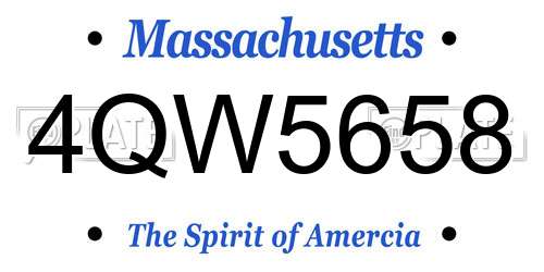 4QW5658 Massachusetts License Plate