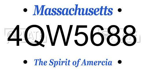 4QW5688 Massachusetts License Plate