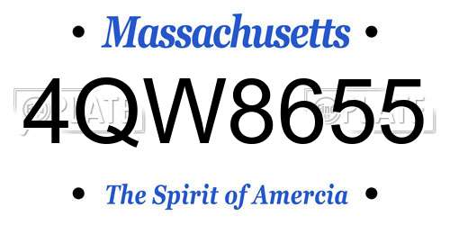 4QW8655 Massachusetts License Plate