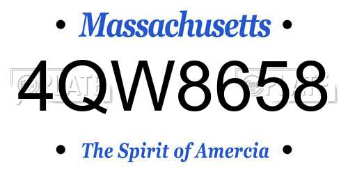 4QW8658 Massachusetts License Plate