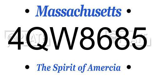 4QW8685 Massachusetts License Plate