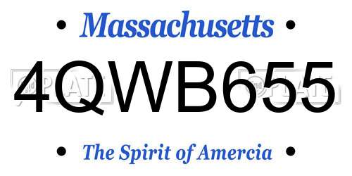4QWB655 Massachusetts License Plate