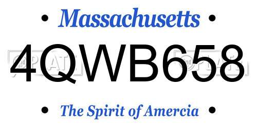 4QWB658 Massachusetts License Plate