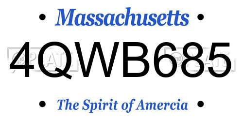 4QWB685 Massachusetts License Plate