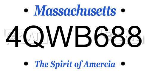 4QWB688 Massachusetts License Plate