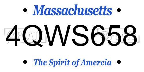4QWS658 Massachusetts License Plate